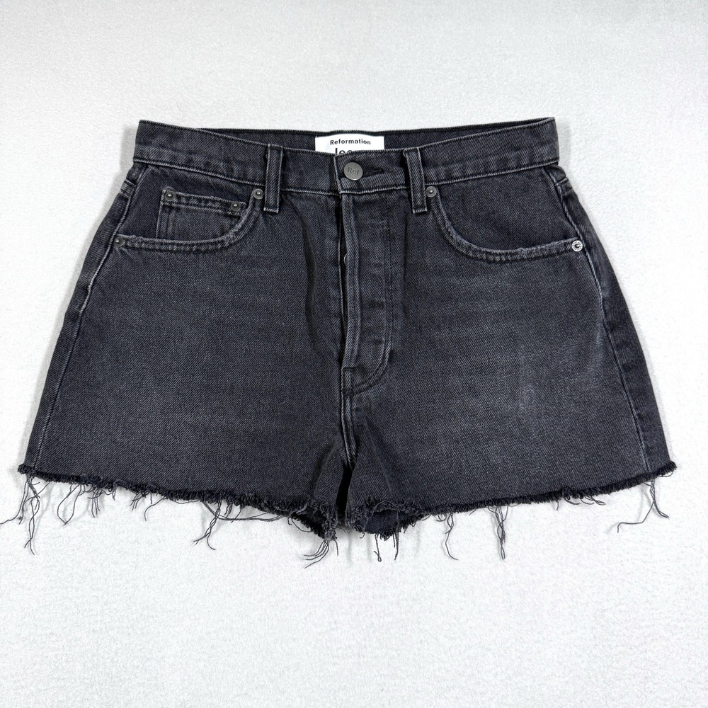 Reformation Shorts Womens 26 Dixie High Rise Jean Short Cut Off Denim USA Black